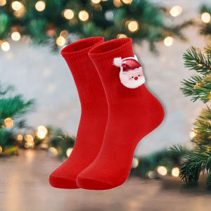 1 Pair/4 Pair New Year  Women New Year Red Sox Santa Claus Socks Comfortable Festive Breathable Holiday Socks Christmas Socks