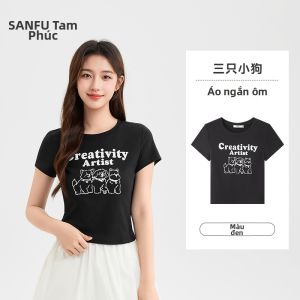 SANFU | Áo Thun Nữ Tay Ngắn In Hình Động Vật Dễ Thương Mùa Hè Form Rộng Cổ Tròn