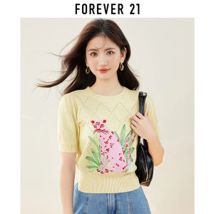 Forever21 | Floral Pink Leopard Patterned T-Shirt Short Sleeve Summer Round Neck Loose Fitting Top