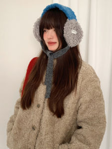 Lamb Fur Ear Muffs with Tie for Women Outdoor Cycling Ear Covers Windproof Warm Blue Unclecm PS641 Winter Accessories