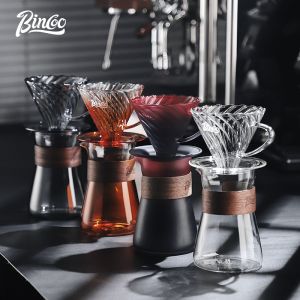 Bincoo Coffee Filter Cup Dripper Set Hand Brewing Sharing Pot Heat-resistant Glass Funnel V60 Coffee Utensil Set 400ml
