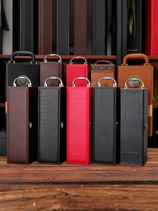 Chai Đơn Hộp Rượu Vang Đỏ Tặng Bao Bì Da Ốp Lưng Đựng Chai Rượu Đa Năng Hộp Rượu Handmade Thủ Công