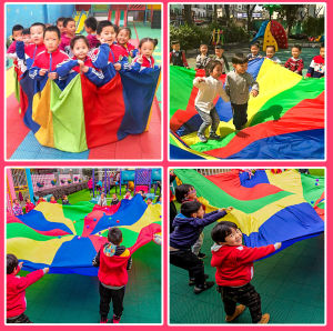 Kids Play Rainbow Parachute Outdoor Game Exercise Sport Toys Cooperative Game Activity Equipment for Kids Gift