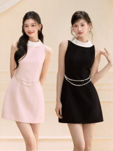 oshea | Đầm Mini A-line Mùa Hè Mới Màu Đen Đính Sao