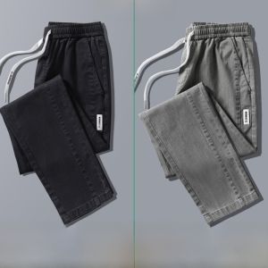 ROMON | Loose Fit Ice Silk Casual Mens Jeans Thin Summer Fashion Straight Leg Versatile Comfortable Modern Style Long Trousers