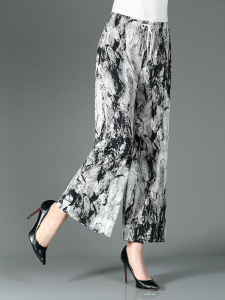 กางเกงขายาวผ้าไหมน้ำแข็งฤดูร้อนสำหรับผู้หญิง กางเกงขายาวหลวมๆ ไซส์ใหญ่ แฟชั่นใหม่ กระโปรง กางเกงขายาวสำหรับผู้หญิงวัยกลางคน สุขอนามัย