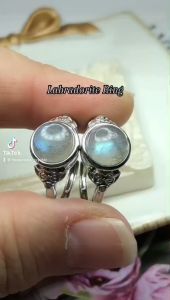 Cincin Kristal Natural Crystal Labradorite Silver Ring 天然水晶拉长石戒指 2195