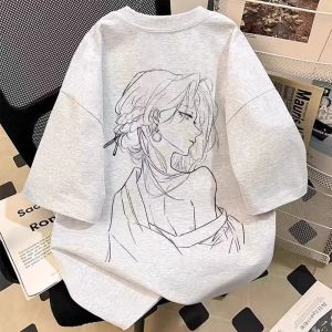 PAZHAOLANG | Oversized Cartoon Print Cotton T-Shirt