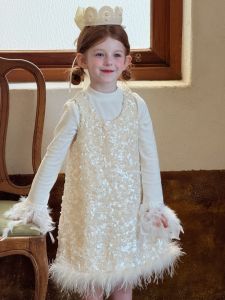 Champagne Gold Girls Princess Dress Birthday Party Dress