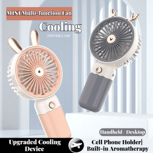 New Multifunctional USB Mini Fan - Rechargeable Desk Fan with Stand & Phone Holder for Dormitory Students Office & Desktop Use