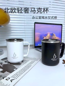 VIVOLILV 2-3 Days Delivery⚡️480ML Coffee Mug Stainless Steel Thermos Cup With Handle Double Layer Heat Insulated Mug Office Hot Cold Water Drinks Tumbler Insulation Tea Cup