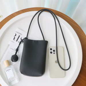 K-style Artsy Fresh Soft Leather Small Balls Ornaments Crossbody Phone Bag for Women Casual Pouch iPhone Bag