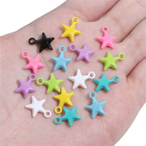 2pcs/Bag Alloy Metal Colorful Spray Paint Stars Charms Pendant Beads for Jewelry Making DIY Bracelet Necklace Key Chain Accessories