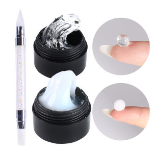 2pcs Crystal Soft Solid Extension Nail Gel With Flower Sculpting Pen Milky Clear Acrylic Carving Jelly Model Gel Manicure Decor