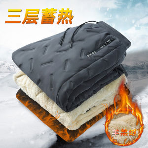 Mens Winter Thickened Fleece Lined Cotton Pants Casual Sporty Loose Fit Long Trousers Youthful Style Pure Color Windproof