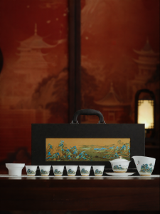 JIXIANSHENG | Jade Gold Gilt Tea Ware Set
