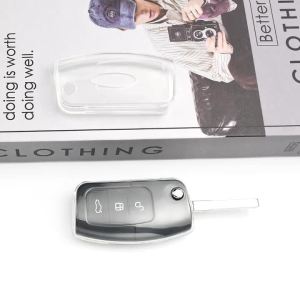 Transparent Tpu Car Key Cases Cover Fob for Ford Fiesta Focus 2 C-Max Ecosport S-Max Fusion Mondeo Remote Control Case Keychain