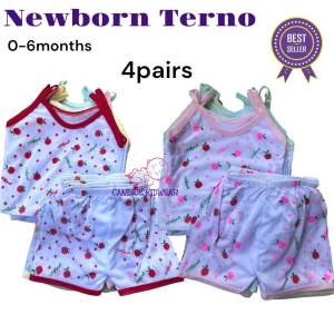12pairs Fruity/ Character Terno for Baby girl Newborn Terno 0-6months