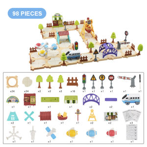 CONUSEA | DIY Puzzle Track Car Set Assembling Scene Rail Train Learning Logic Road Board Games Educational Toy Kid Boy Birthday Gifts