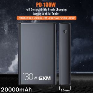GXM 130W 20000mAh Fast Charging Power Bank for Laptop Mobiles Phones Tablet Portable Power Bank
