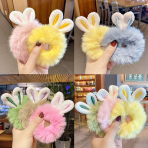 🔥Korean Fashion Ladies Bunny Turban Elastic Headband Rabbit Ears Plush Hair Ring Girl Cute Hair Rope High Elastic Head Rope Hair Accessories LovelylifeFu👍