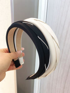 Fashionable Wide Edge Hairband Womens High Cranial Bone Sponge Diamond Chain Hair Accessories Stylish Sensation Hairband