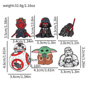 Bandai | 6pc Star War Stormtrooper BB8 R2-D2 Robot Enamel Pins - Movie Collectible Yoda Brooch Badge Accessories for Boy Men Funny Gifts