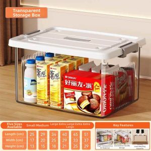 OME | Large Transparent Storage Box with Lid Thick Plastic Home Organizer Portable Hand Carry Clothes Storage Box Stackable Clear Storage Container
