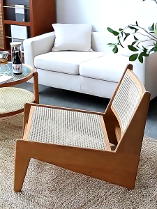 Middle ancient style leisure rattan kangaroo lazy sofa lounge chair balcony solid wood sofa chair