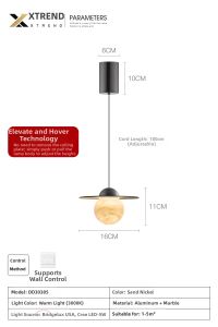 XUANJIDAO | Italian Minimalist Adjustable Marble Pendant Light