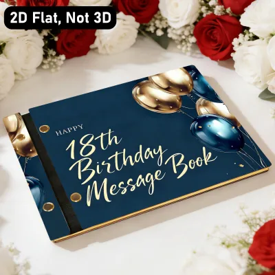 18th Birthday Message Book Wooden Guest Book Perfect for 18th Birthday Parties & Coming-of-Age Celebrations