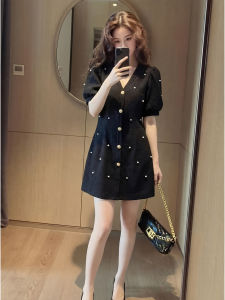 YIKEMAI | Plus Size Elegant & Sweet Little Black Dress 2PC Set with Puff Sleeves