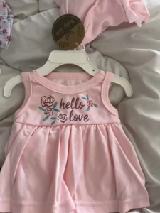 婴儿女宝宝连体裙套装 新生儿无袖包屁衣+帽子 Baby Romper Set Baby Girl Romper Dress Set Sleeveless Bodysuit