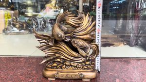Tượng cá đôi bằng đồng phong thủy may mắn tài lộc DxRxC: 28x9x28cm nặng 5kg