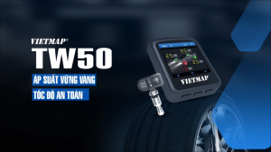 Cảm biến áp suất lốp van trong VIETMAP TW50 cảnh báo tiếng Việt hiển thị tốc độ giới hạn