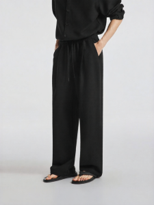 BODYDREAM | Bubble Gauze TR Fabric Spring Casual & Dress Trousers Loose Straight H Shape Wide Leg Pants