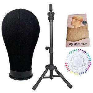 Soft Canvas Wig Head With Tripod Stand 22 Training Mannequin Canvas Head for Hairstyle Display DlY Making Wig Stand With Head
