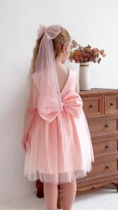 Evening Dress Gown for Girls Weddings Bridesmaid Costume Flower Girl Princess Dress White Dress Kids Baptismal Ceremony Clothes