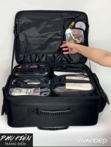 Cốp Vali Kéo Trang Điểm Chuyên Nghiệp Bằng Vải Kèm 4 Túi Rời PVC Trong Suốt - Vali Vải Đựng Mỹ Phẩm Cao Cấp - Y26N
