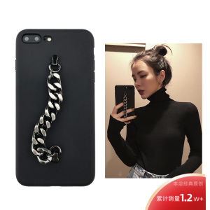 Original Small Batch iPhone 17 pro Max Phone Case Simple 13 Matte Black 15 Hong Kong Style Metal Chain Apple 16 pro Max Full Cover Soft Case 14 pro Anti-Fall