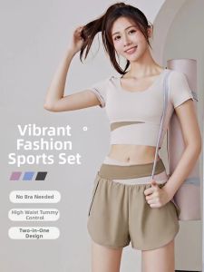 DAJIRIJI | Quick-dry Fitness Outfit with Pad Short-sleeve