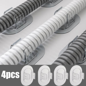 4pcs Pipe Clamp Hook Rack Self-Adhesive Washing Machine Drain Pipe Fixing Bracket Wall-Mounted U-Shaped Clamp Gas Pipe Holder Suitable For 22-28mm/30-38mm Pipes