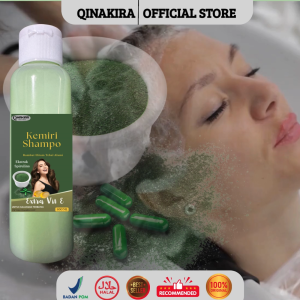 Shampo Kemiri Ekstra Spirulina Shampo Anti Ketombe Rontok 100 ml Shampo Penghitam Rambut Uban