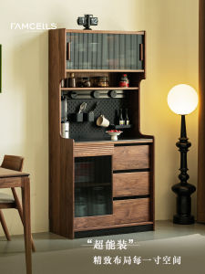 Black Walnut Wood Wall-Mounted Small Apartment Wine Cabinet Coffee Storage Cabinet Home Use Cabinet Nordic Style Solid Wood