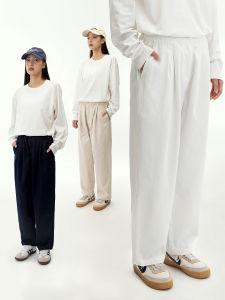 Mannstu Spring New Loose Casual Straight Leg Pants Men Women Couple High Waist Cotton Long Trousers Street Style Comfortable