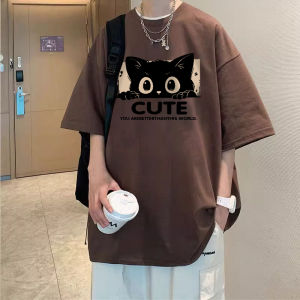 Áo Thun Cotton Tay Ngắn Phong Cách Hồng Kông Cho Nam Mùa Hè Rộng Rãi Cổ Tròn Thường Ngày Cho Cặp Đôi Thể Thao Áo Thun