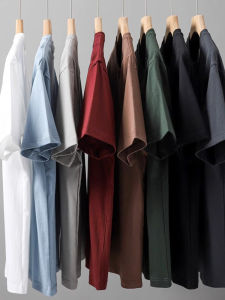 เสื้อยืดคอกลมแขนสั้นทรงหลวมสำหรับผู้ชาย Pure Cotton Casual Loose Fit T-Shirt Breathable Summer Fashion Brand Base Shirt