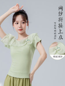 Áo Tập Khiêu Vũ Cổ Điển Cho Nữ Mùa Hè Mới Có Thể Tháo Rời Áo Lưới Tay Ngắn Trang Phục Biểu Diễn Khiêu Vũ