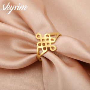 SKYRIM Womens Ring with Chinese Knot Design Titanium Stainless Steel Ring Womens Ring Jewelry