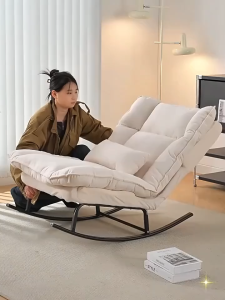Sofa Rocking Chairs Leisure Chair with Cushion Home Relaxing Recliner Adjustable Lazy Sofa Bed High Load Bearing Capacity for Outdoor Courtyard Camping Living Room Balcony
